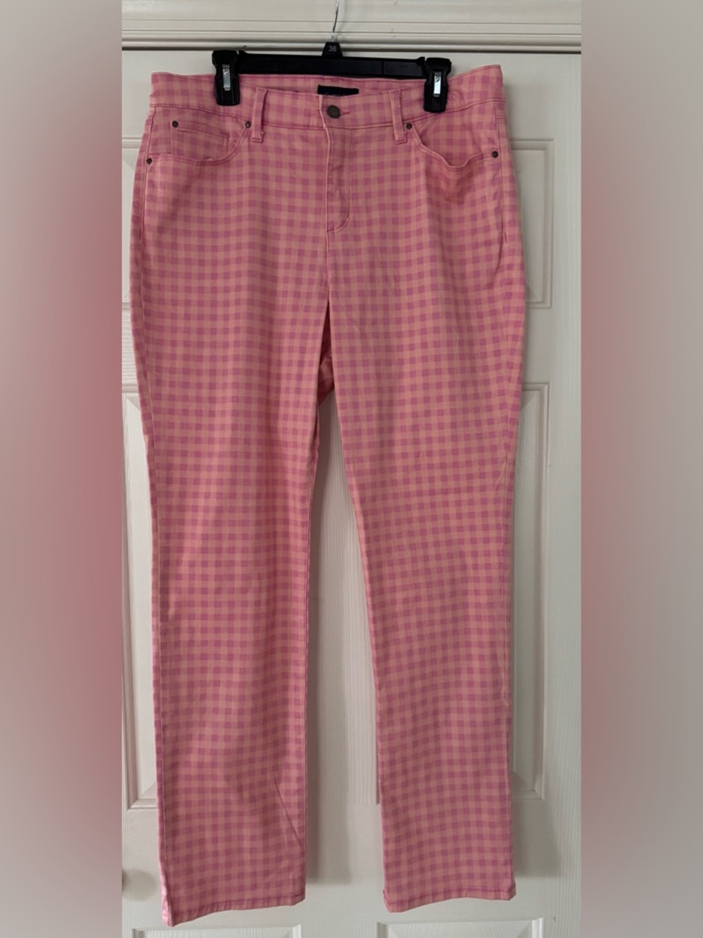 Charter Club spring Pink Gingham plaid Straight-Leg Pants women’s size 14